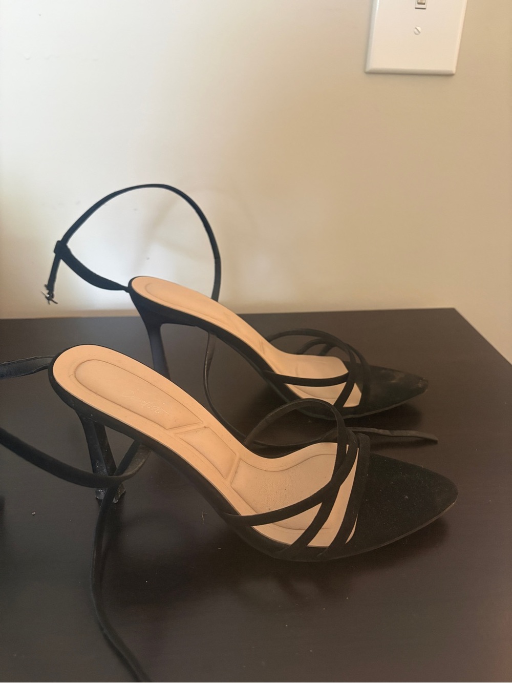 Black Strappy Stiletto Heels - Women's Elegant Evening Sandals